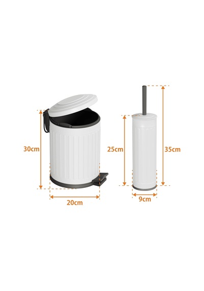 Midas Klozet Fırçası + Çöp Kovası 5 Lt -2 Parça Set, Mat Beyaz 35.22.89.01.04