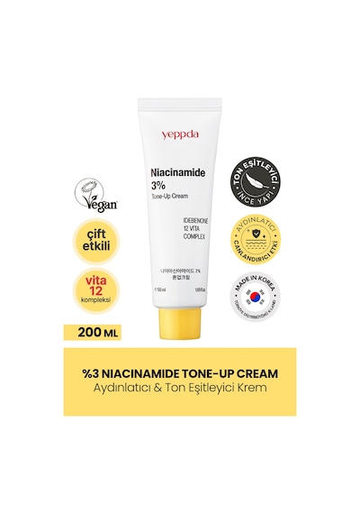 Yeppda Su Bazlı Aydınlatıcı Krem Niacinamide %3 Tone Up Cream 50 ML 8809452673938, One Size