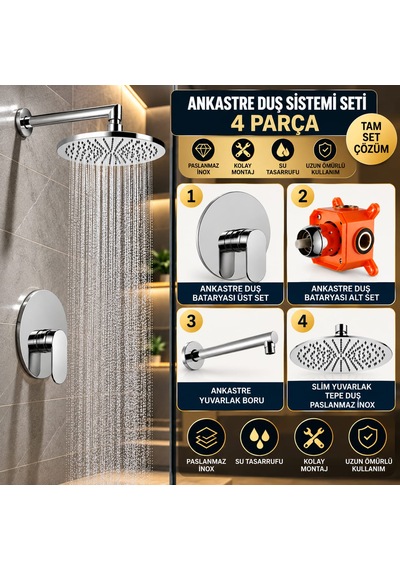Bien Ankastre Duş Seti Krom Gümüş