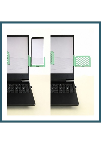 Bezos 3d Baskı Monitor Telefon Tutucu - Petek Desenli Laptop Kenar Telefon Tutucu-mint Ob Standart