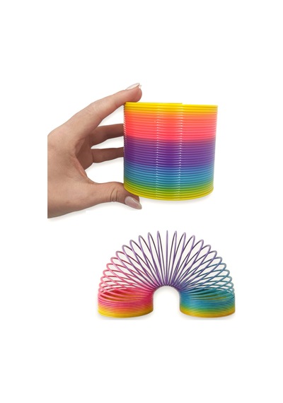 Büyük Boy Gökkuşağı Stres Yayı Oyuncak Stres Yayı - 8 Cm Çapında - 1 Adet
