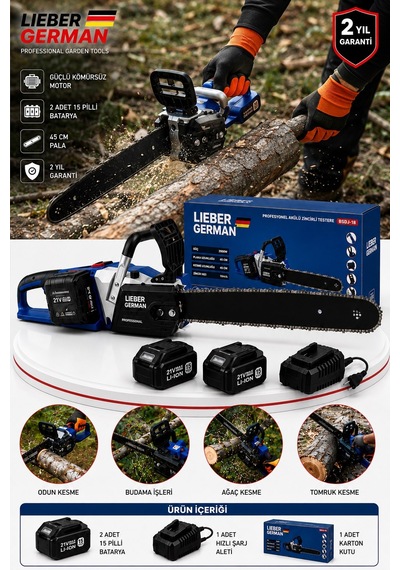 Lieber German Lg-bdsj 21volt 4 Ah Zincirli Ağaç Odun Dal Kesme Budama Makinası