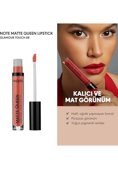Lipstick 08 Glamour Kalıcı Likit Ruj, Nude 0