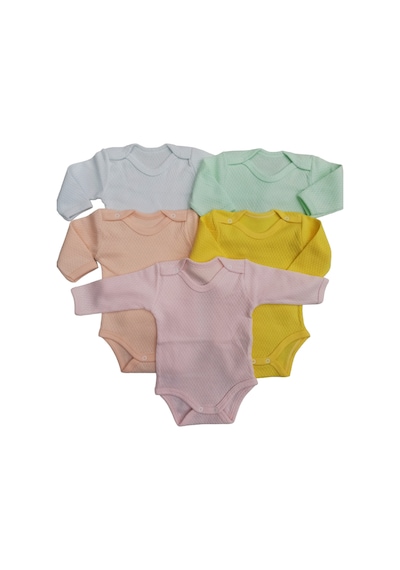 Özdemirli Bebe Uzun Kollu Çıtçıtlı Badi Bisiklet Yaka Body Zıbın (5li Paket)