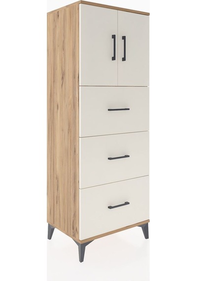 Hyperion Dolap 2 Raflı 3 Çekmeceli 2 Kapaklı 60x44x163 Çam-ay... Çam