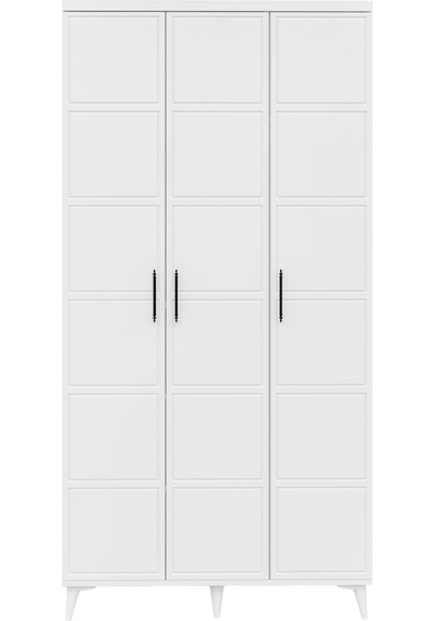 GuneyStore Milano 3 Kapaklı Komple Mdf Beyaz Gardırop