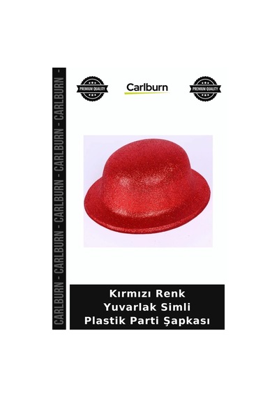 Kırmızı Renk Yuvarlak Simli Plastik Parti Şapkası Kostüm Parçası Eğlence Unsuru Kutlama Detayı +3