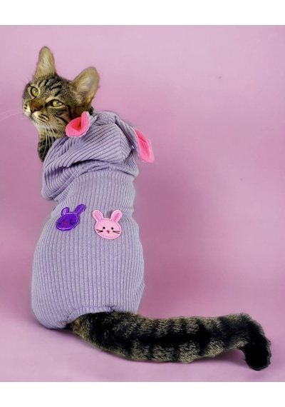 Kemique Sweet Bunnyy Kulaklı Kedi Tulumu Kedi Kıyafeti