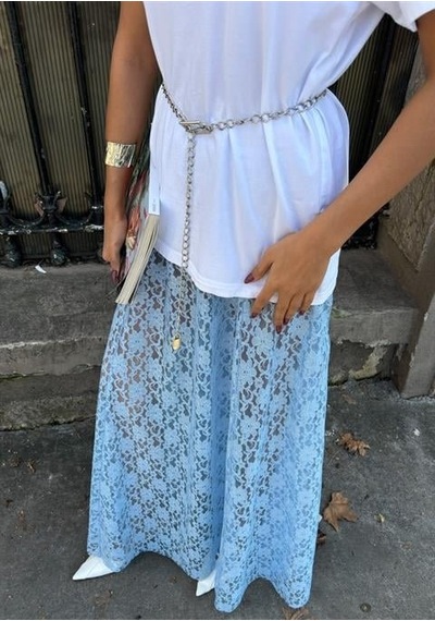 Dogutrend Maxi Dantel Etek 4047 Mavi