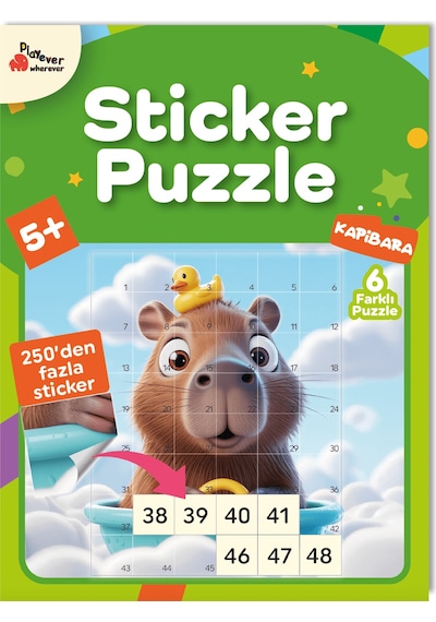 Playever Sticker Puzzle - Kapibara, Çıkartmalı Yapboz Etkinlik Kitabı