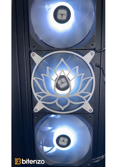 Lotus Çiçeği Desenli V2 120x120 Mm Pc Fan Kapağı - Masaüstü Bilgisayar Fan Kapağı Beyaz