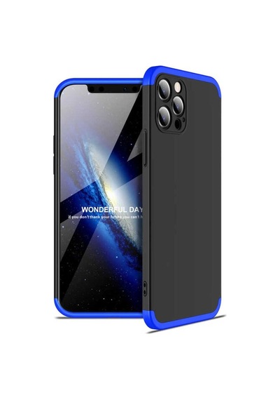 Apple Uyumlu iPhone 12 Pro Kılıf Zore Ays Kapak Siyah-Mavi