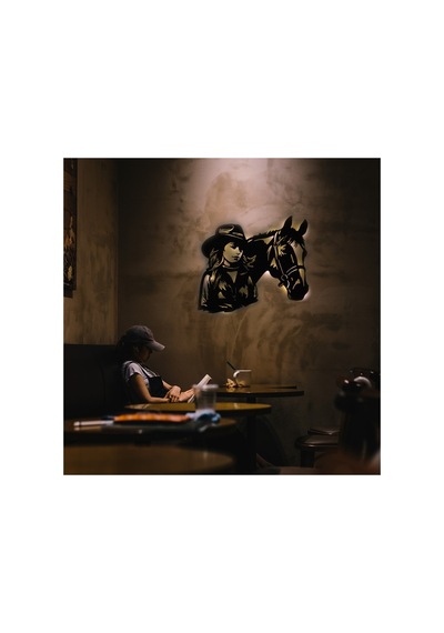 Led Işıklı Kovboy At Tablo Duvar Dekorlu Gece Lambası Sarı - 737286396 Sarı