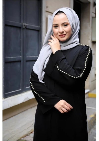 Nazzain Omuz İncili Abaya Çok Renkli