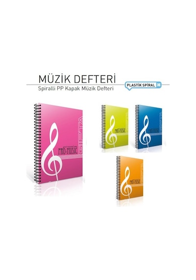 Gıpta Spiralli Plastik Kapak Müzik Defteri A4 60 Yaprak
