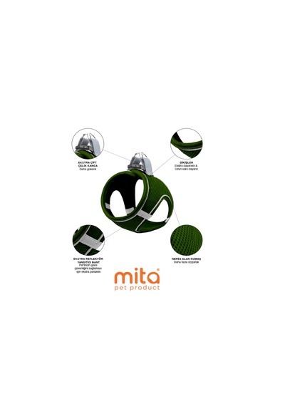 Mita 12 Lı Set Air Mesh L Gögüs Tasması Koyu Yeşil Koyu Yeşil