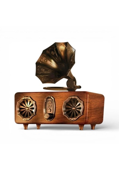 Gramafon Görünüm Ahşap Nostalji Radyo,bluetooth Özellikli, Gramafon Nostaljik Radyo