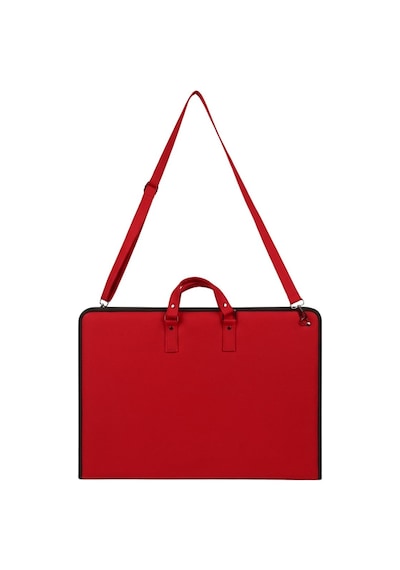 40x55 Cm Suni Deri Saplı Ve Askılı Resim Proje Çantası Kırmızı 35x50 Cm Uyumlu, Cepli