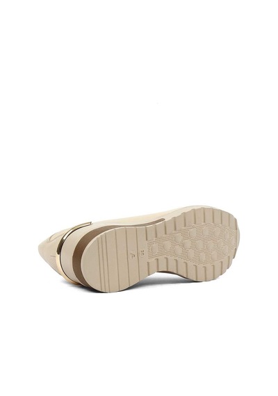 Kadın Bej Dolgu Topuklu Deri Sneaker