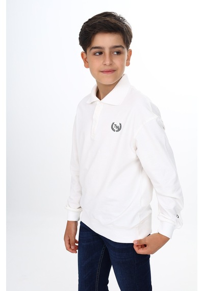 Toontoy Kids Toontoy Erkek Çocuk Relax Fit Polo Yaka Çıtçıtlı Hafif Düşük Omuz Baskılı Sweatshirt - 2 İplik Ekru Toontoy Kids Toontoy Erkek Çocuk Relax Fit Polo Yaka Çıtçıtlı Hafif Düşük Omuz Baskılı Sweatshirt - 2 İplik Ekru
