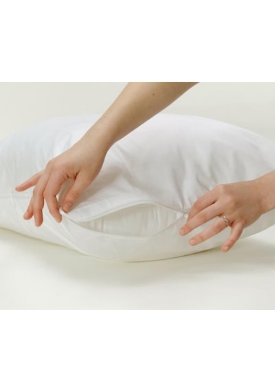 Mandaş 1 Adet Yastık Astarı Kılıfı Pamuklu Beyaz Fermuarlı 50X70