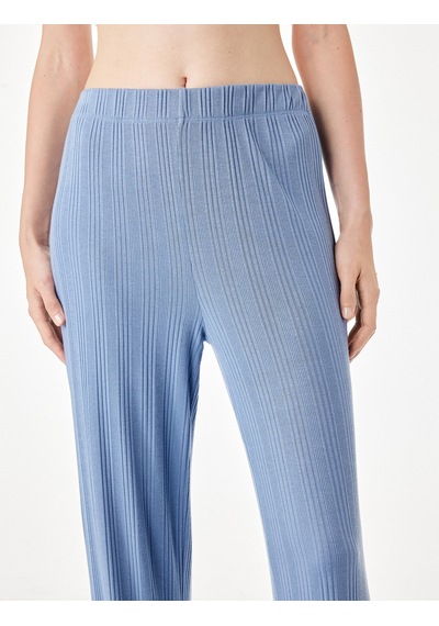 Koton Modal Kumaş Dokulu Bol Paça Pijama Altı Mavi 7wlk40062mk