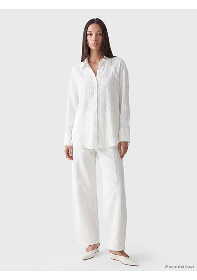 Lcw Everyday Beyaz Dokulu Oversize Kadın Gömlek