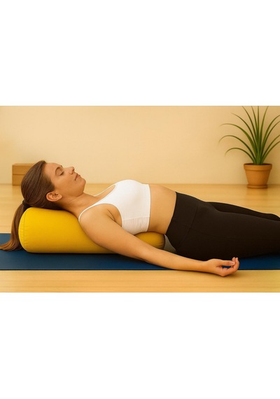Bolster Minderi - Silindir Yoga Yastığı - Sosis Yastık Sarı