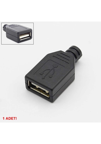Kutulu Usb Type A Dişi Soket Usb 2.0 4 Pin Plastik Kapak Dıy Tip Elektronik