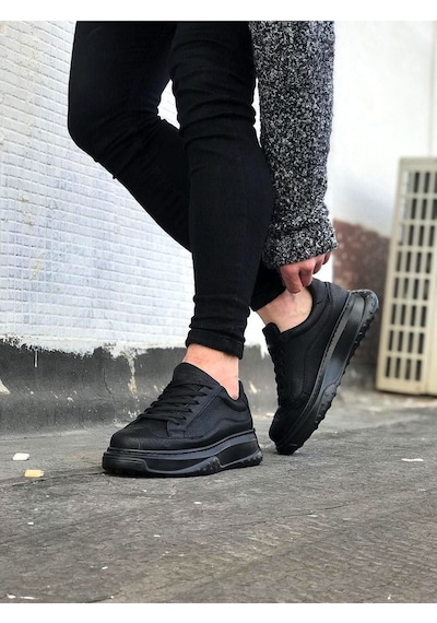 Aymood Jy507 Alone Bağcıklı Cilt Erkek Günlük Sneaker Ayakkabı Cst Siyah