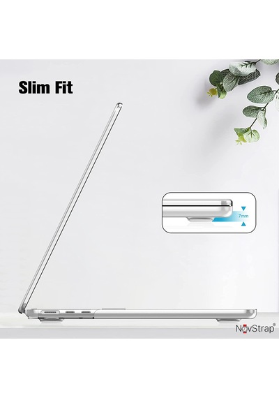 Novstrap Apple Macbook Air M3 Çip 2024 13.6 İnç A3113 İle Uyumlu Kılıf Sert Parlak Koruma Kapak Şeffaf