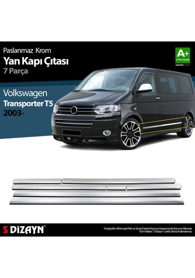 S-Dizayn  Volkswagen T5 Transporter Krom Yan Kapı Çıtası 7 Prç 2003-2010 U