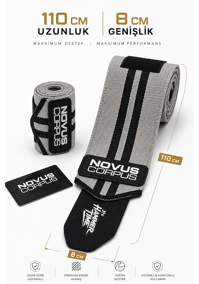 Fitness Dirsek Sargısı Sakatlık Önleyici Destekleyici Spor Dirseklik Elbow Wraps Crossfit Bandajı - 2 Adet - Gri/siyah