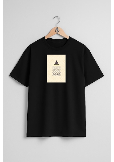 Bahriyeli Collection Oversize Yoga & Pilates Mats Poster Göğüs Tasarımlı Unisex T-shirt Siyah