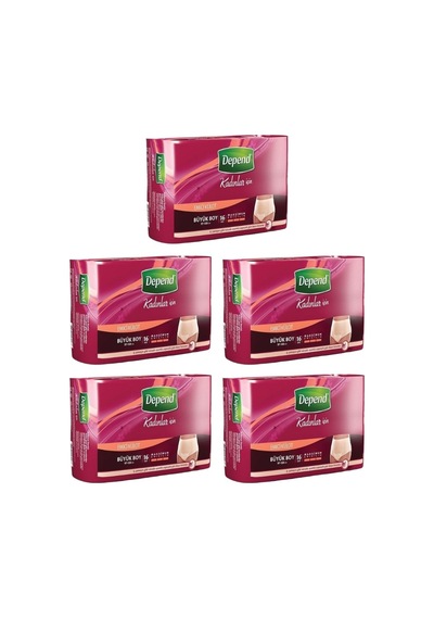 Depend Kadın Emici Külot Büyük Boy 16'Lı 5 Paket 80 Adet