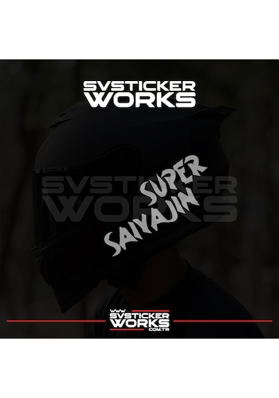 Super Saiyajin Yazılı Kask Sticker Tüm Kasklar Uyumlu Tek Yön 1 Adet Gri