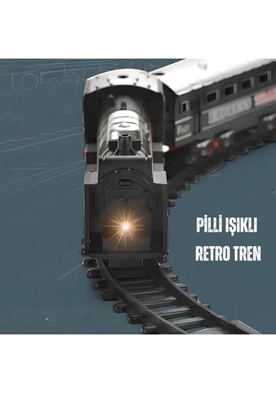 / 23 Parça Işıklı Klasik Tren Seti 96cm 3 Farklı Ray Modeli Pilli Retro Tren Raylı Oyuncak Full Fonksiyon Çocuklar İçin Eğitici