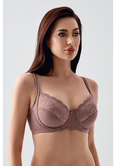 New Bra Kadın D Kap Dantelli Toparlayıcı Sütyen Cappuccino 6000 Cappuccino
