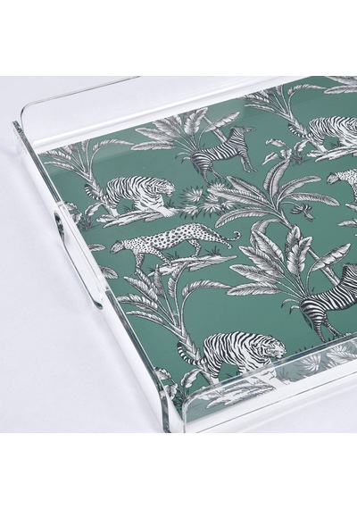 Jungle Pleksi Zebra Yeşil Tepsi 40x30 Cm
