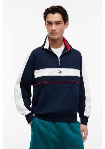 Tommy Hilfiger Tjm Rlx Cblock Qz Erkek Mavi Sweatshirt - Dm0dm23244