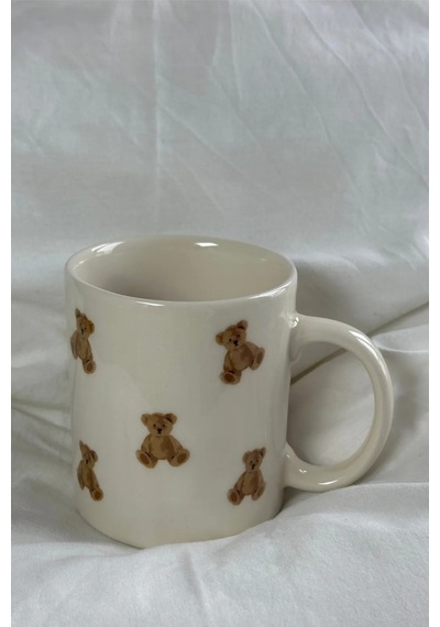 Ayıcık Teddy Bear Baskılı Lüks Kupa Bardak Seramik Kahve Mug Beyaz