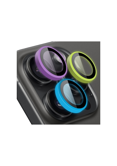 Buff Apple Uyumlu iPhone 15 Pro Max / 15 Pro Neon Metal Lens Koruyucu Renkli