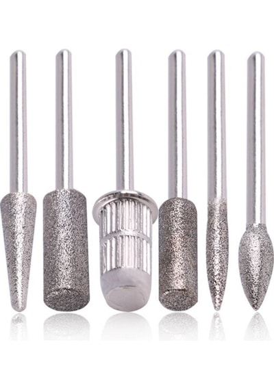 Manikür Pedikür Makinesi için Metal Uç 6'lı + Zımpara 6'lı