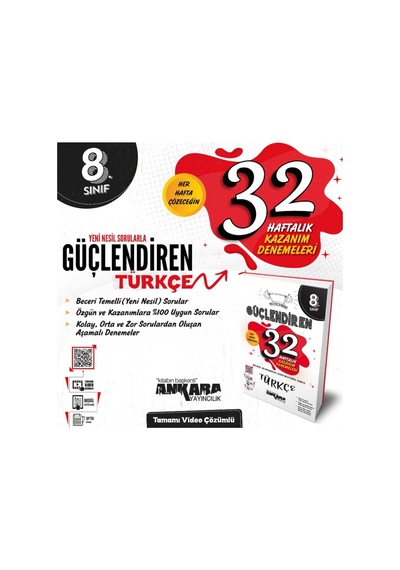 8. Sınıf Güçlendiren Türkçe 32 Haftalık Kazanım Denemesi Yeni Baskı