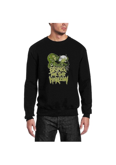 Bring Me The Horizon Baskılı Siyah Erkek Örme Sweatshirt (528931284)