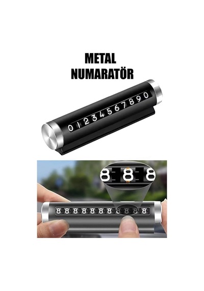 Araç İçi Telefon Numaratörü, Siyah Alüminyum Kasa, Çevirmeli Park Numaratörü, 10.5x2.8 Cm, 360 Derece Dönebilme Özellikli, Gösterge Paneli Montajlı 2 Mixed