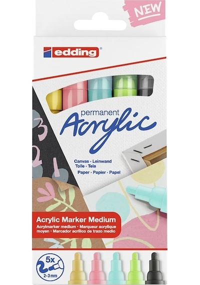 Edding 5100 Akrilik Marker Kalem 2-3 Mm 5Li Pastel Renkler