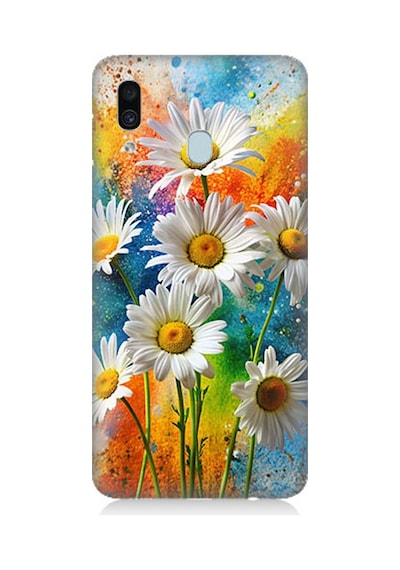 Samsung Galaxy A20 Uyumlu Papatya Bahçesi Desenli Silikon Kılıf