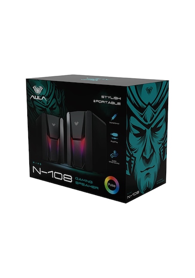 Aula N-108 1+1 Usb / Aux Stereo 2.0 Rgb Masaüstü Gaming Oyuncu Hoparlör Speaker Ses Sistemi