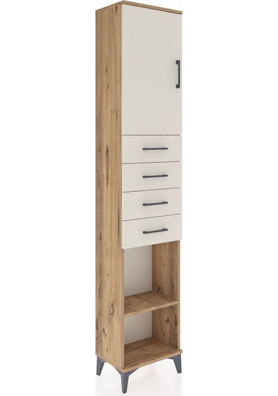 Arges Dolap 3 Raflı 4 Çekmeceli Tek Kapaklı 44x30x221 Çam-aytaşı Atlas Çam